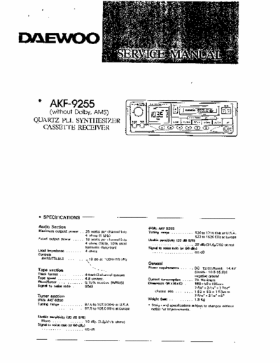 Daewoo AKF9255 DAEWOO AKF9255 quartz PLL synthesizer cassette receiver